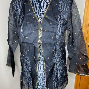 Diane Gilman Black and Gold Tunic with Metallic Accents
